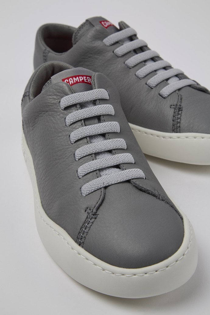 Close-up view of Peu Touring Gray Leather Sneaker for Women