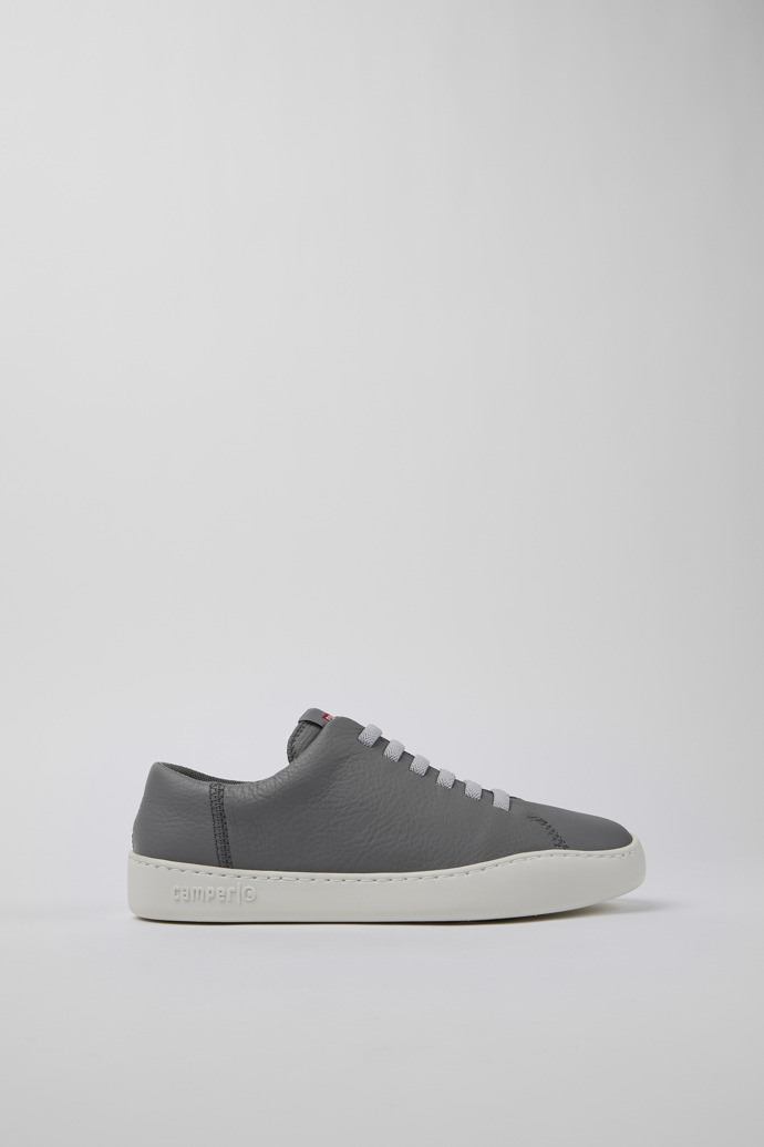 Image of Side view of Peu Touring Gray Leather Sneaker for Women