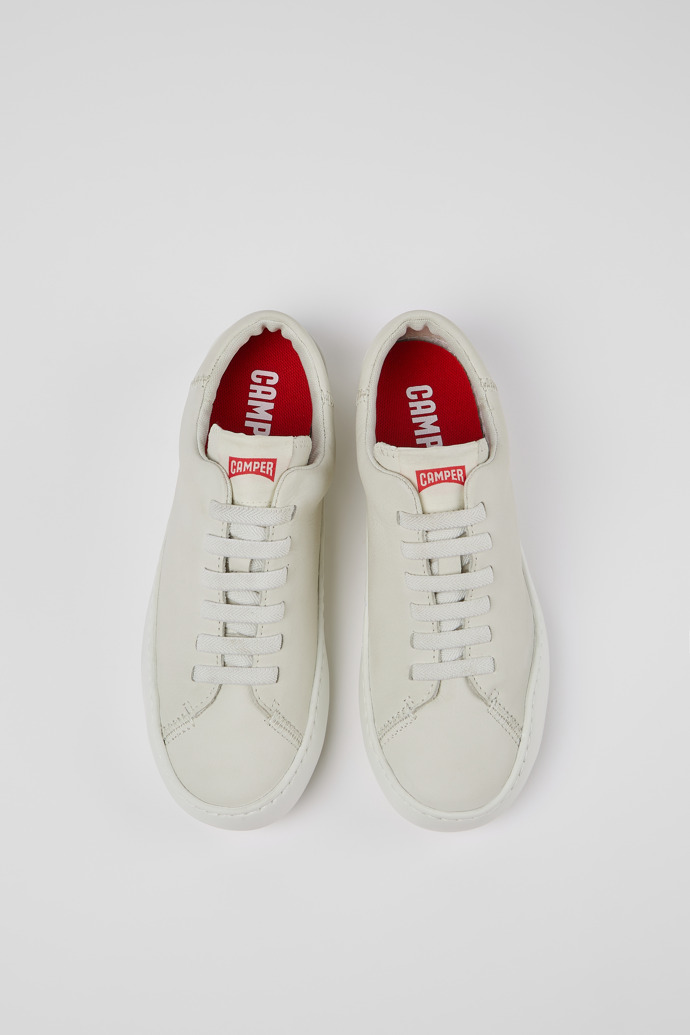 Overhead view of Peu Touring White Leather Sneaker for Women