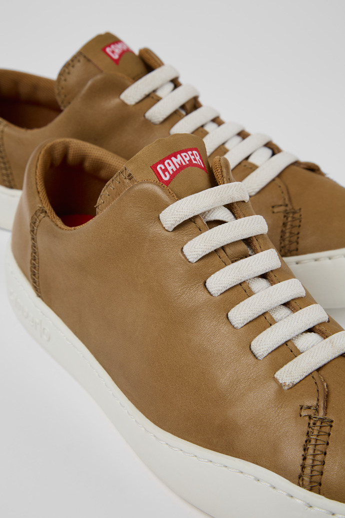 Close-up view of Peu Touring Brown Leather Sneaker for Women