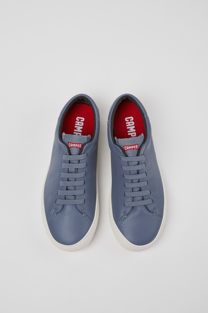 Overhead view of Peu Touring Gray leather sneakers for women