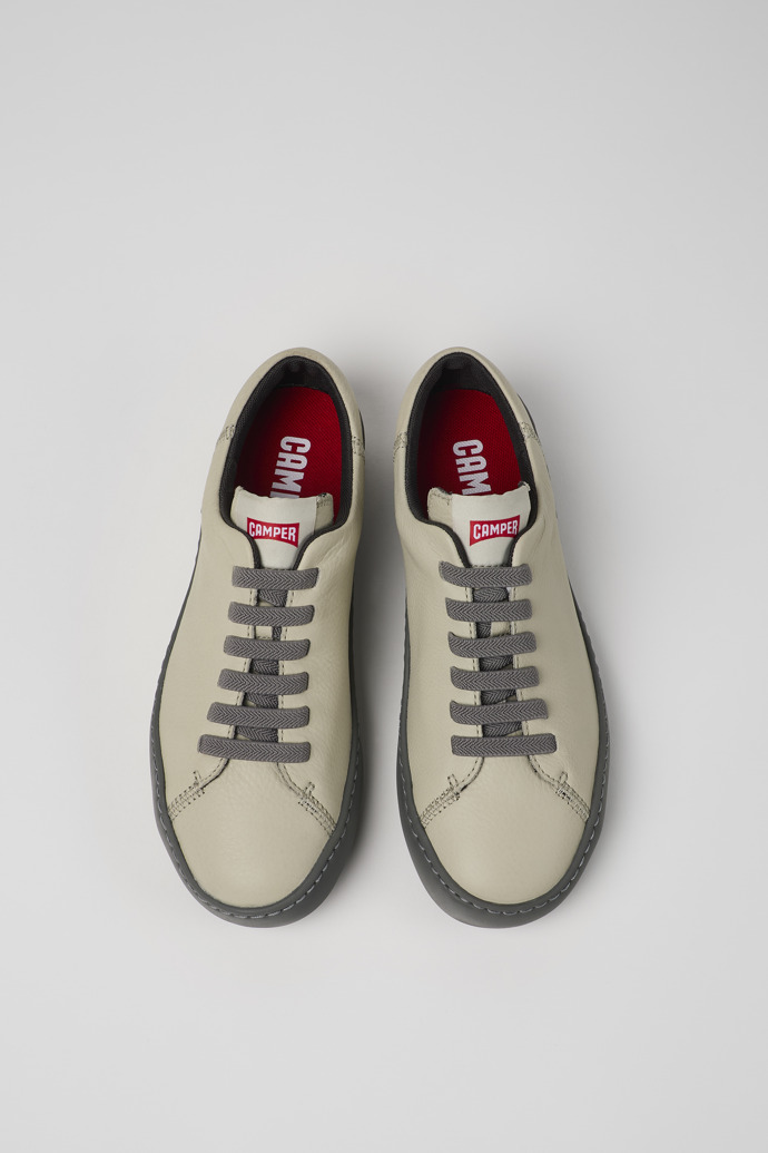 Overhead view of Peu Touring Gray leather sneakers for women