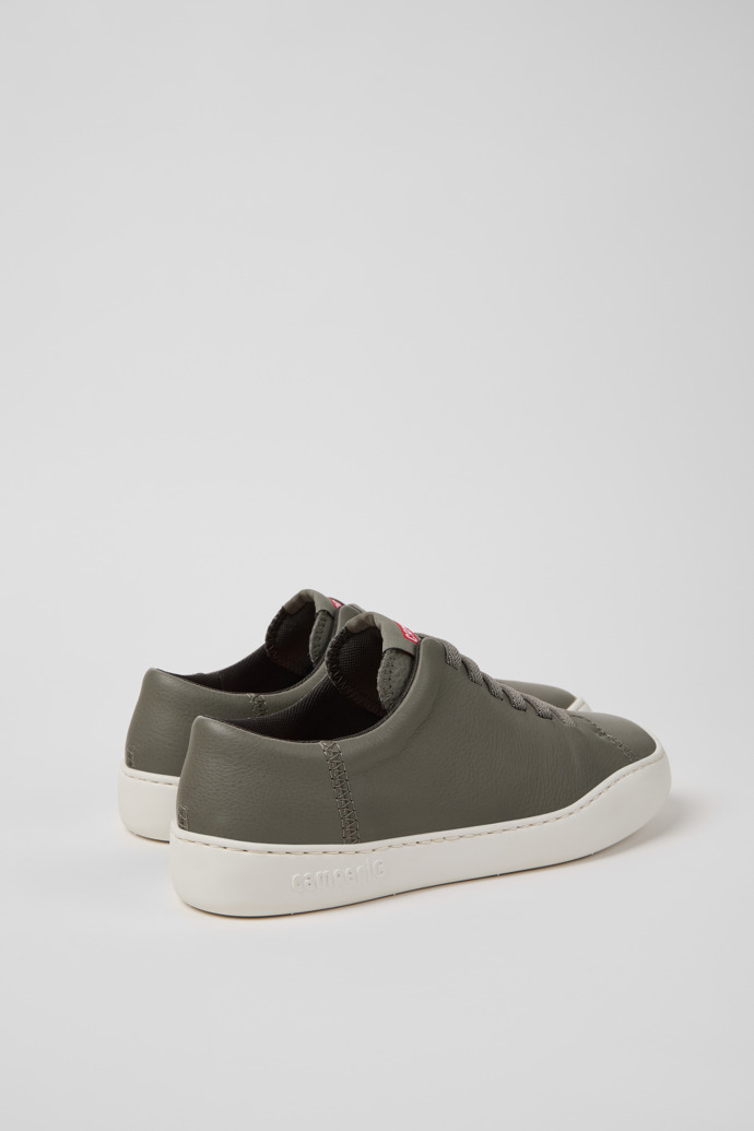 Back view of Peu Touring Gray Leather Sneakers for Women.