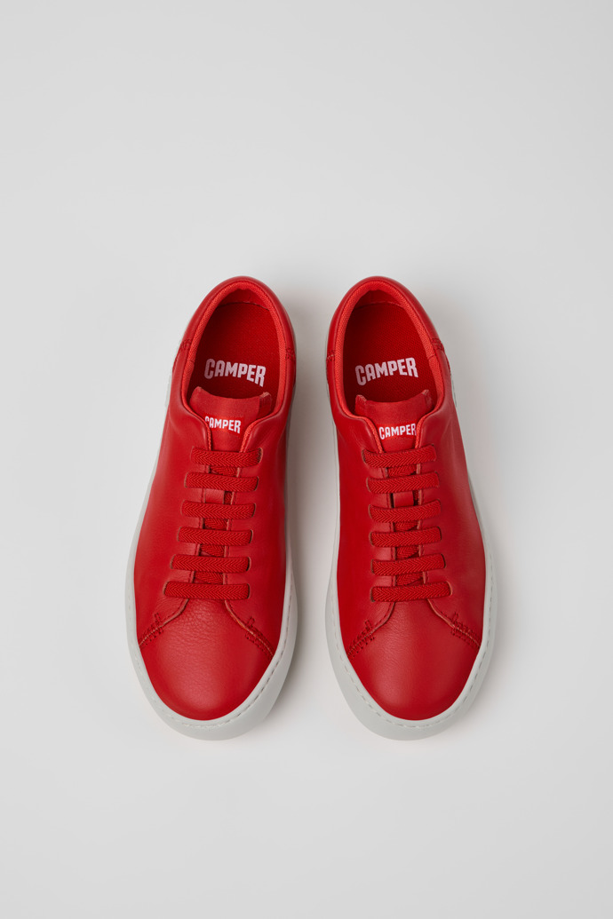 Overhead view of Peu Touring Red Leather Sneakers for Women.