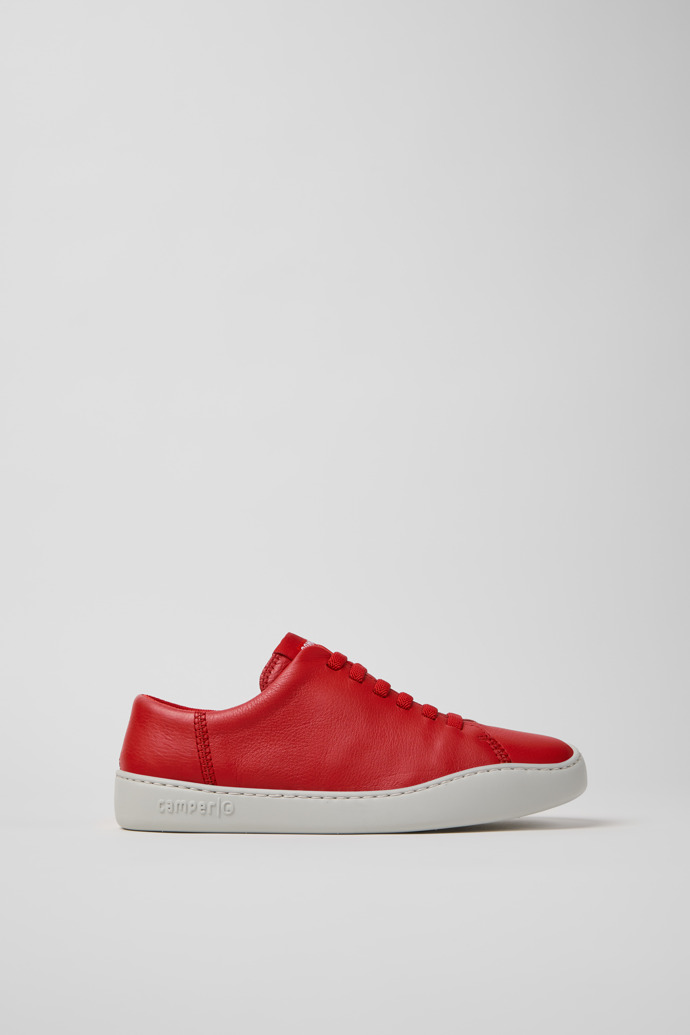 Side view of Peu Touring Red Leather Sneakers for Women.