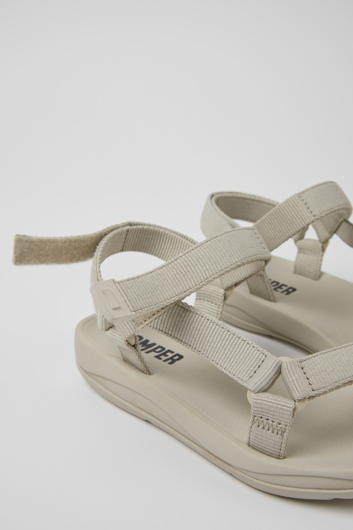 Close-up view of Match Gray textile sandals for women