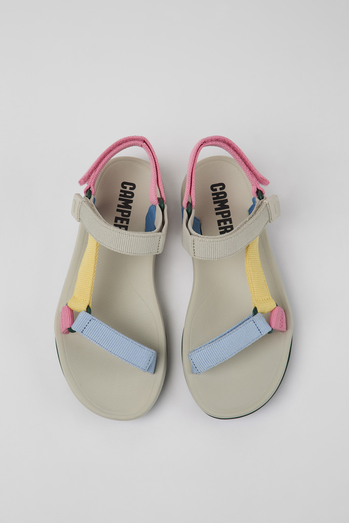Overhead view of Match Multicolored textile sandals for women