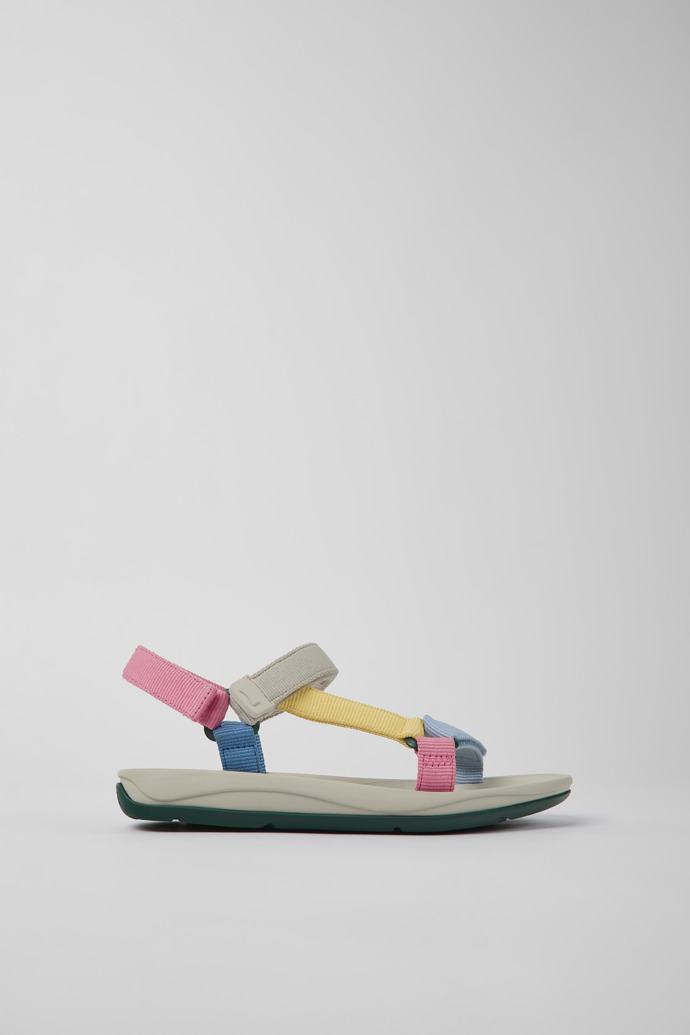 Side view of Match Multicolored textile sandals for women