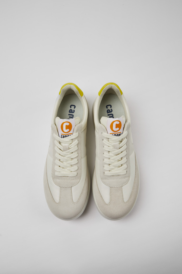 Overhead view of Pelotas XLite White nubuck and recycled PET sneakers for women
