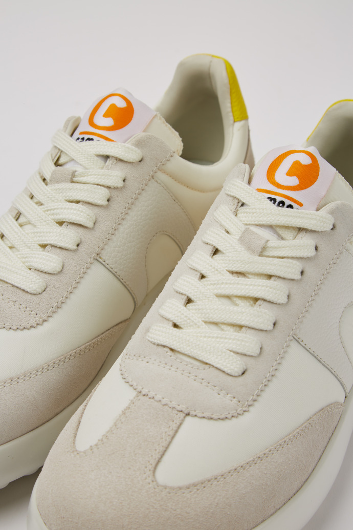 Close-up view of Pelotas XLite White nubuck and recycled PET sneakers for women