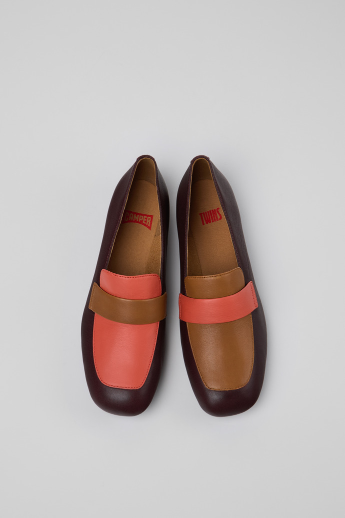 Overhead view of Twins Gray Leather Ballerinas for Women.