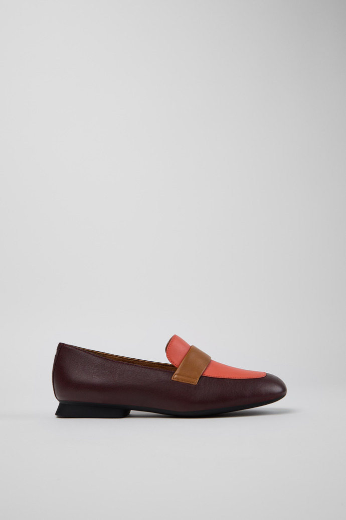 Side view of Twins Gray Leather Ballerinas for Women.