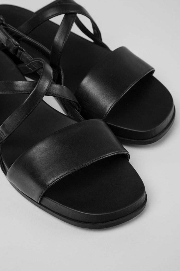 Close-up view of Atonik Black women’s strappy sandal