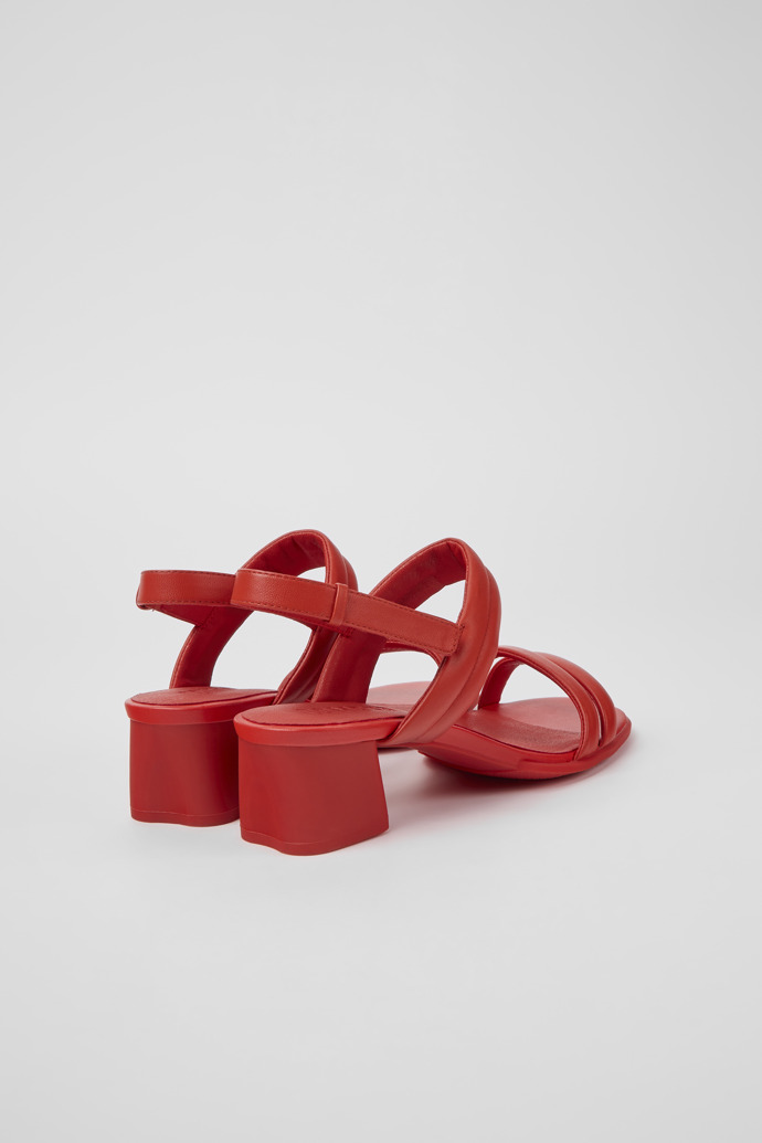 Back view of Katie Red leather sandals for women