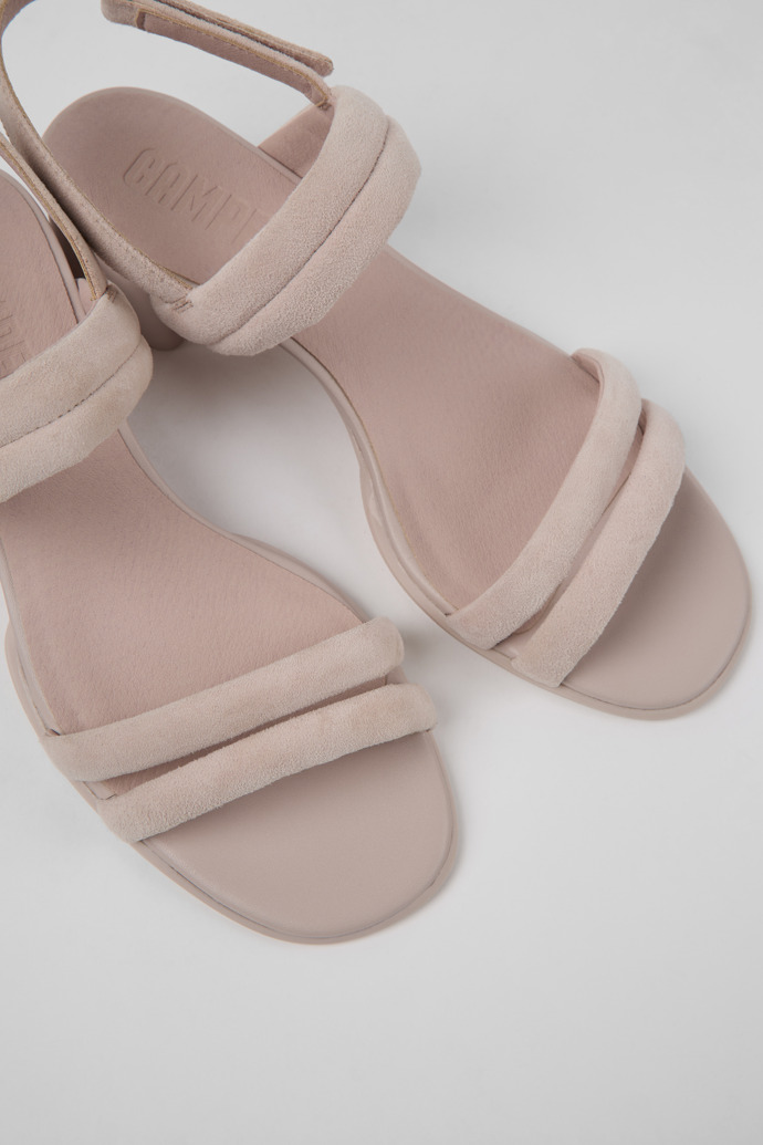 Close-up view of Katie Pink nubuck sandals for women