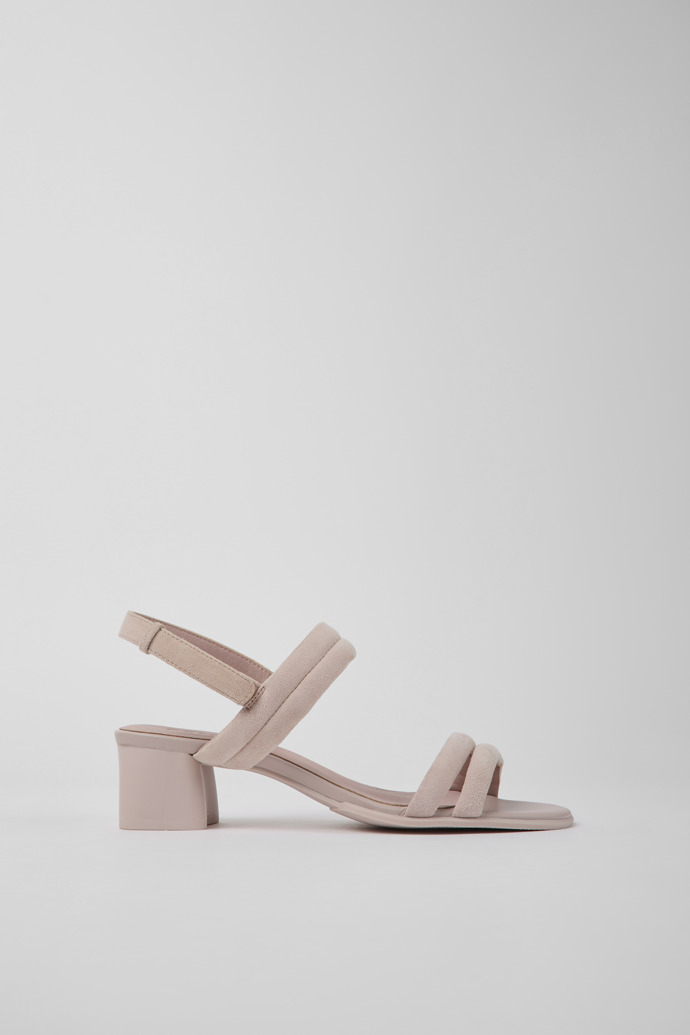 Image of Side view of Katie Pink nubuck sandals for women