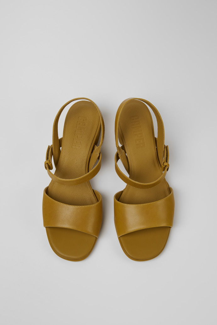 Overhead view of Katie Brown leather sandals for women