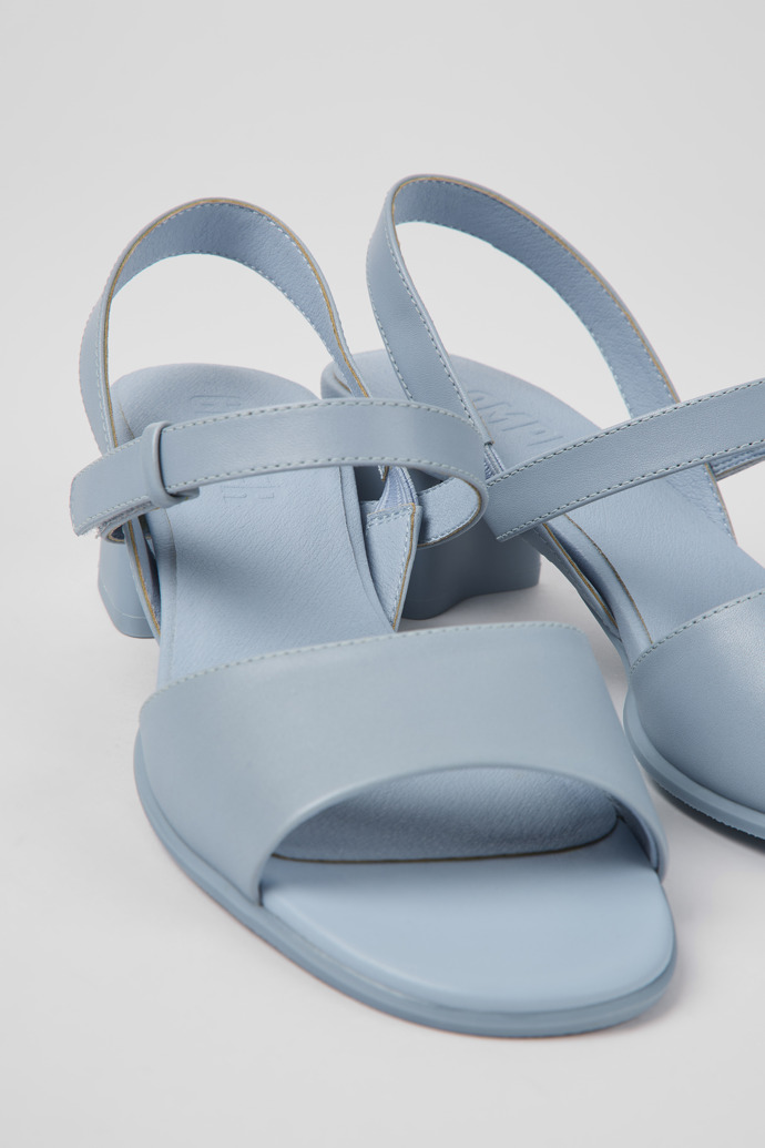 Close-up view of Katie Blue leather sandals for women