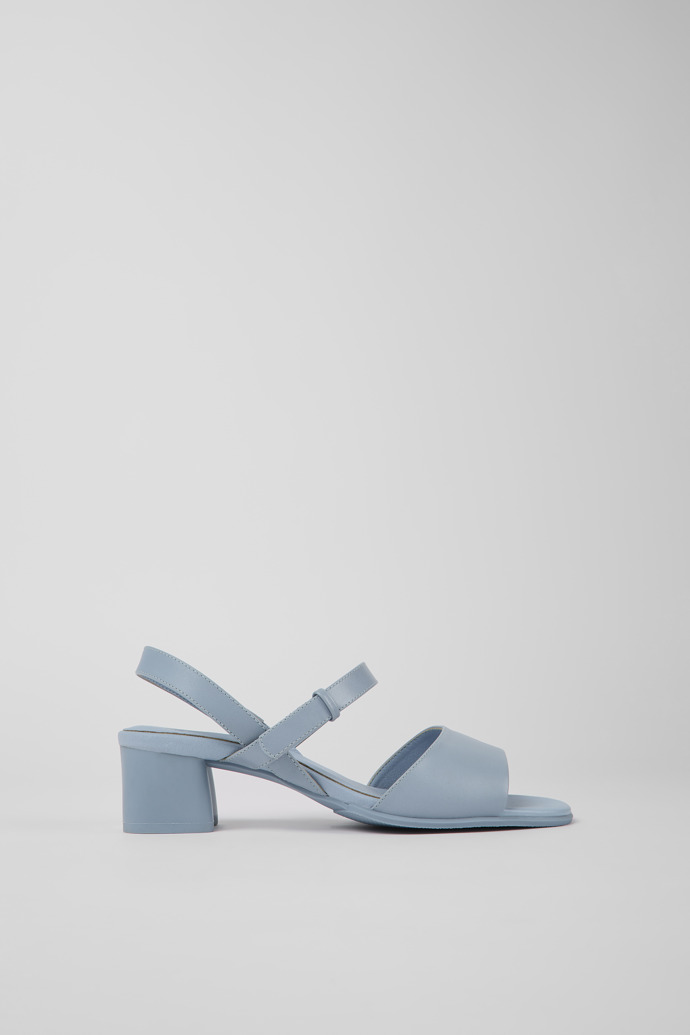 Side view of Katie Blue leather sandals for women