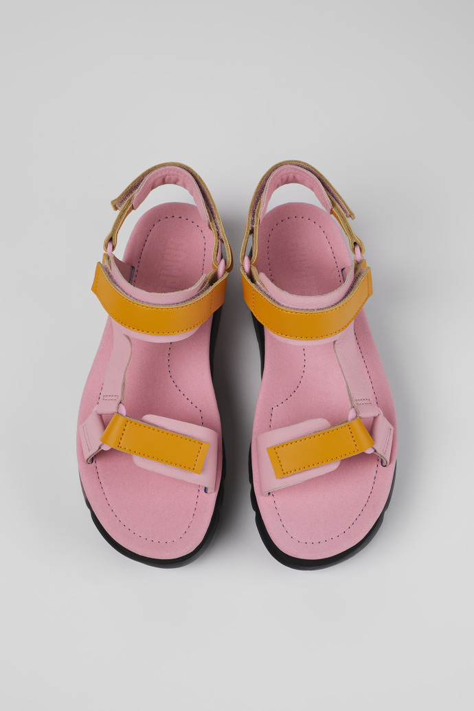 Overhead view of Oruga Up Multicolored Leather Sandal for Women
