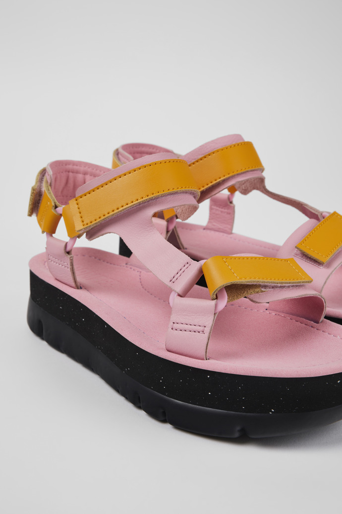 Close-up view of Oruga Up Multicolored Leather Sandal for Women