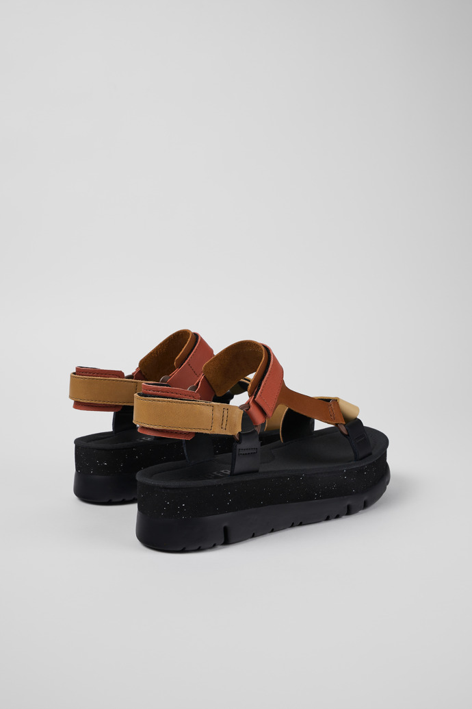 Back view of Oruga Up Multicolored Leather Sandal for Women