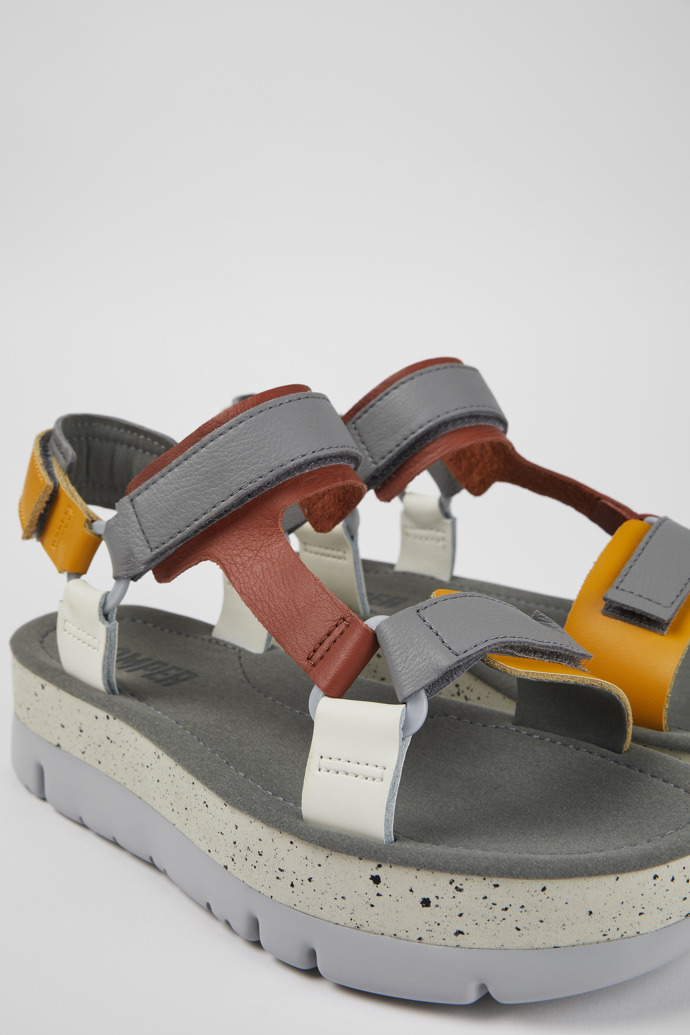 Close-up view of Oruga Up Multicolored Leather Sandal for Women