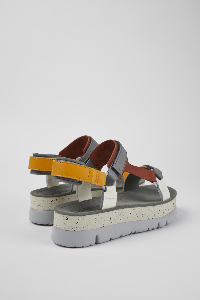 Back view of Oruga Up Multicolored Leather Sandal for Women