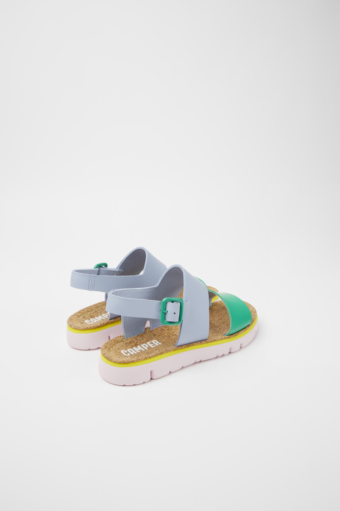 Back view of Oruga Blue and green sandals for women