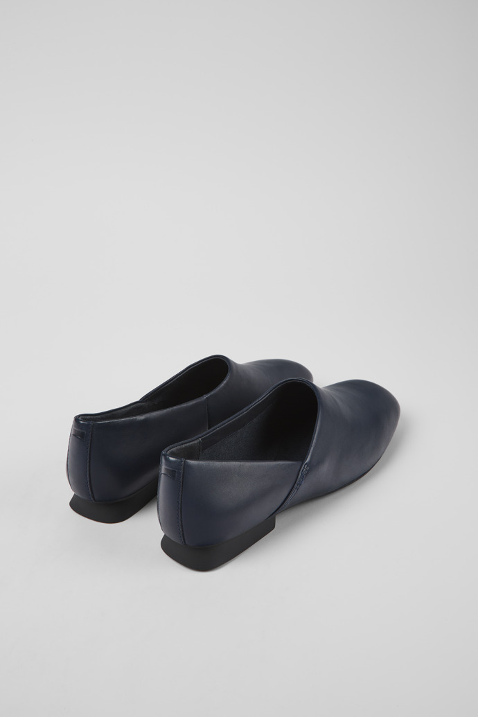 Back view of Casi Myra Blue leather ballerinas for women