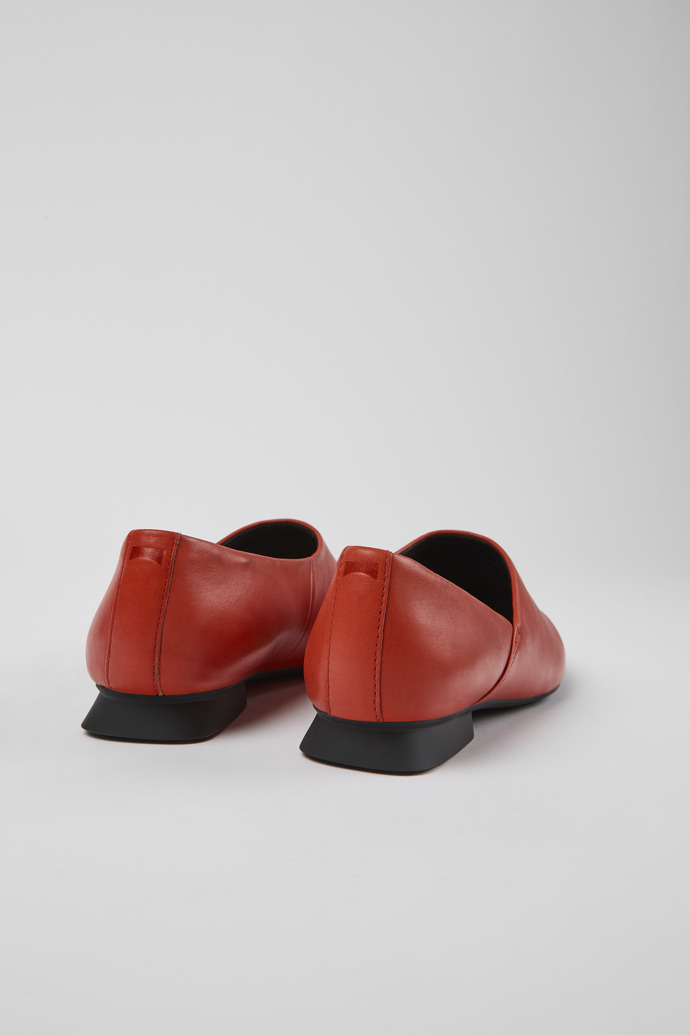 Back view of Casi Myra Red leather ballerinas for women