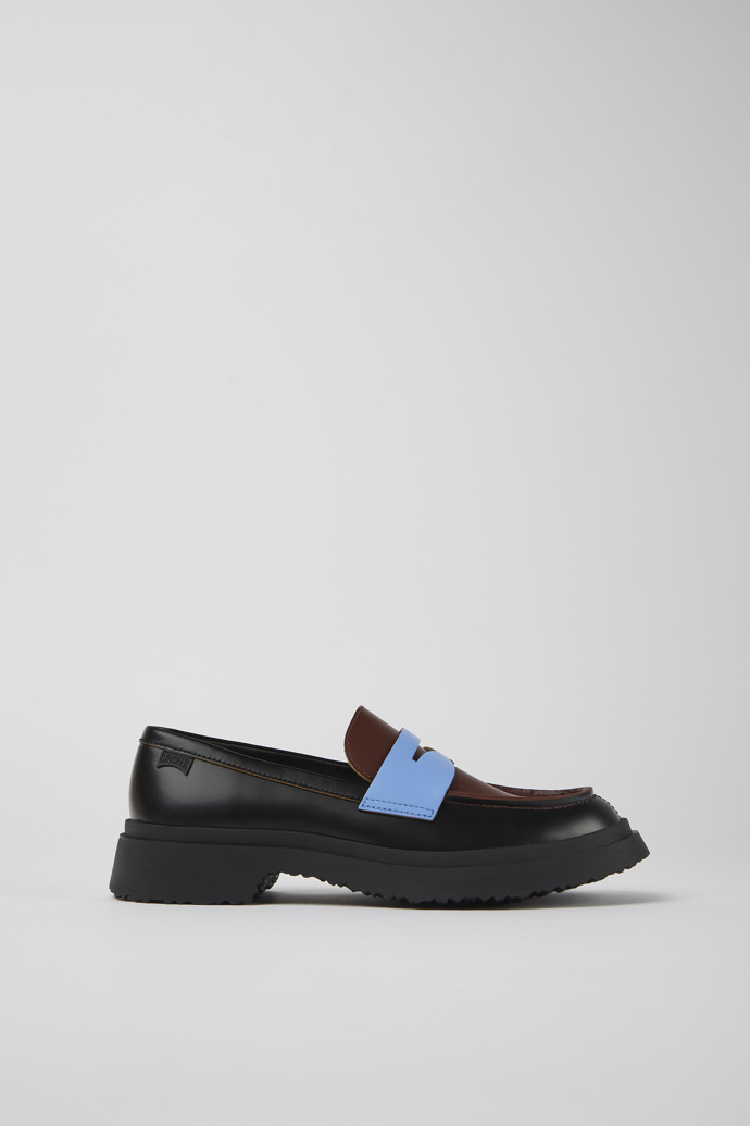 Side view of Twins Black loafers for women