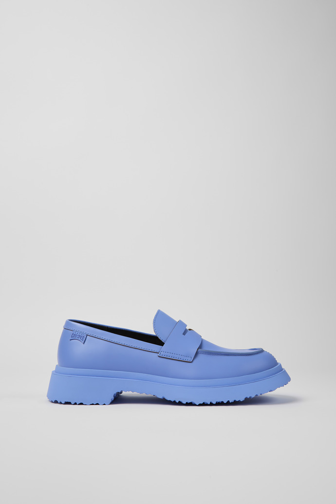 Side view of Walden Blue leather loafers for women