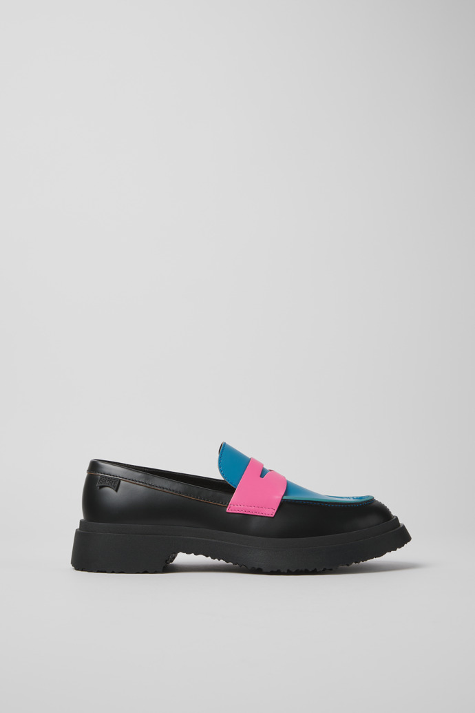 Side view of Twins Multicolored leather loafers for women