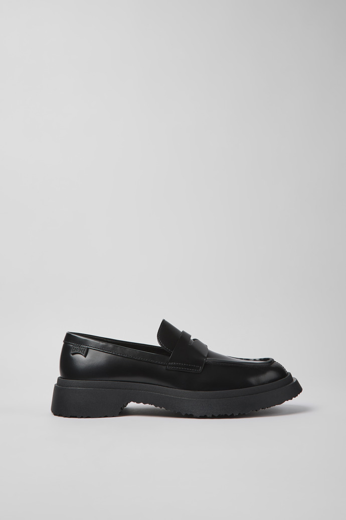 Image of Side view of Walden Black leather loafers for women