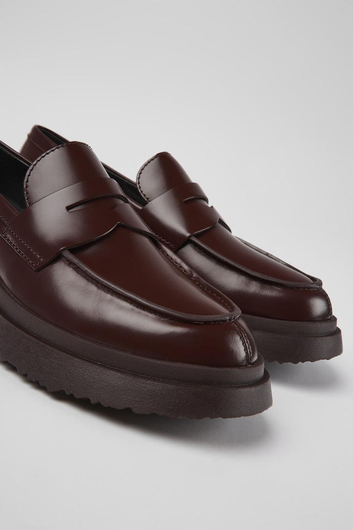 Close-up view of Walden Burgundy leather loafers for women