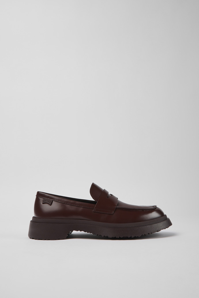 Image of Side view of Walden Burgundy leather loafers for women