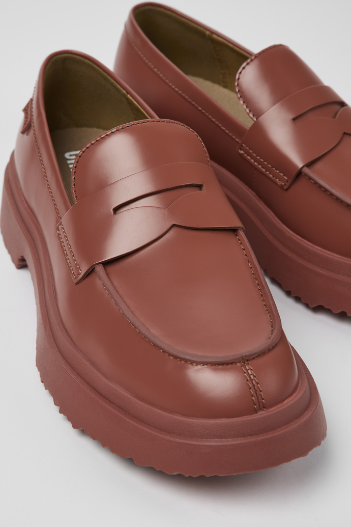 Close-up view of Walden Red Leather Loafer for Women
