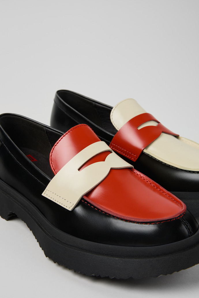 Close-up view of Twins Multicolor Leather Moccasin/Ballerina for Women.