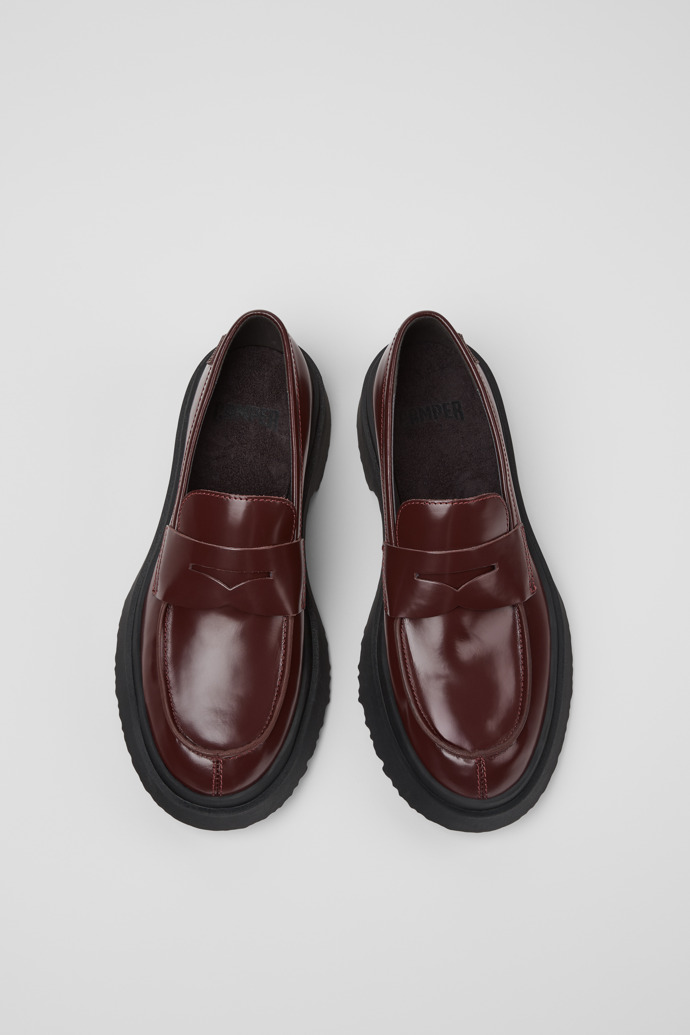 Overhead view of Walden Burgundy Leather Moccasins for Women.