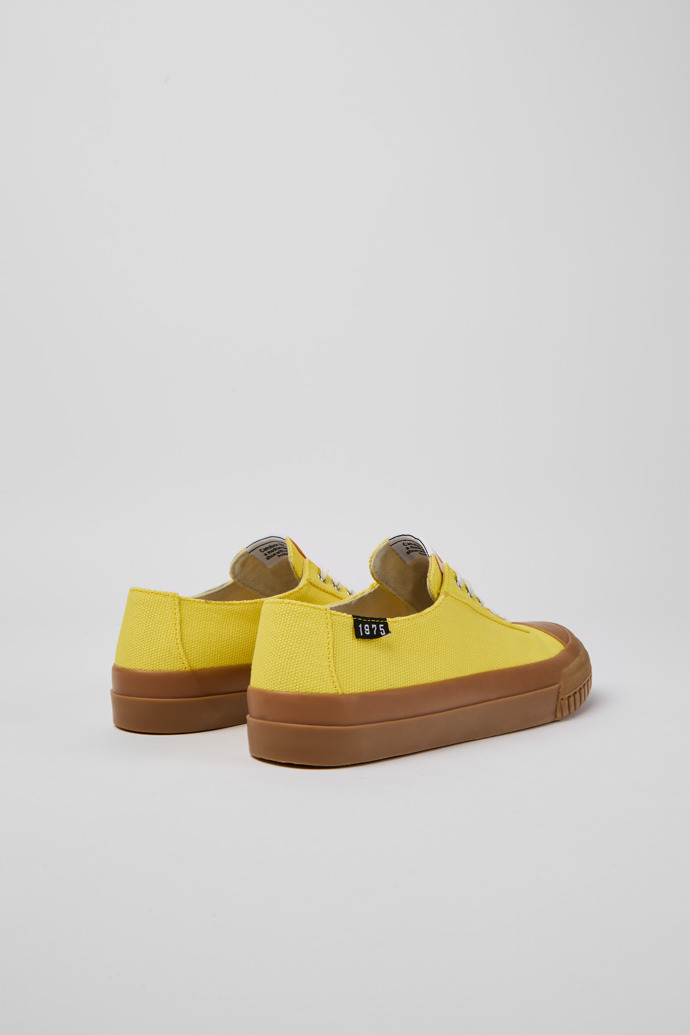 Back view of Camaleon Yellow recycled cotton sneakers for women