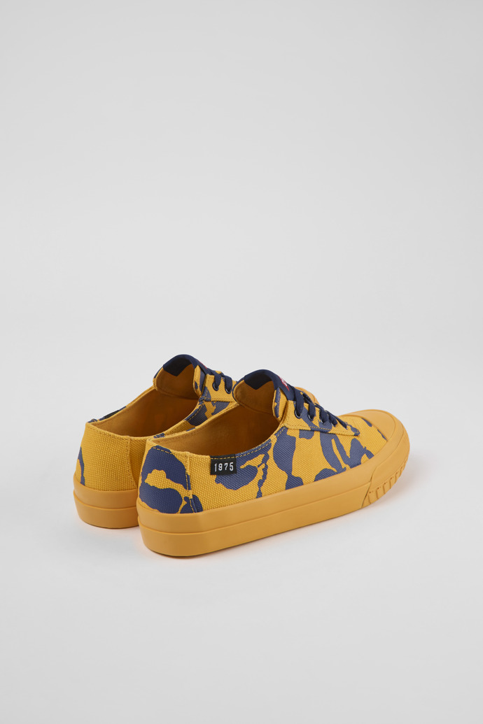 Back view of Camaleon Orange and blue recycled cotton sneakers for women