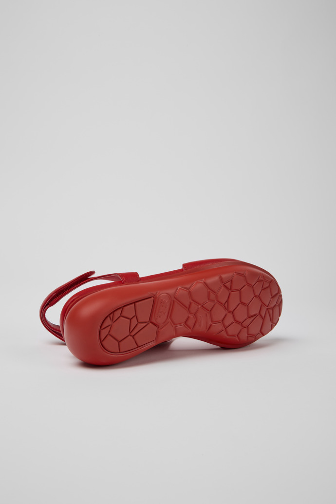 The soles of Balloon Red leather sandals for women