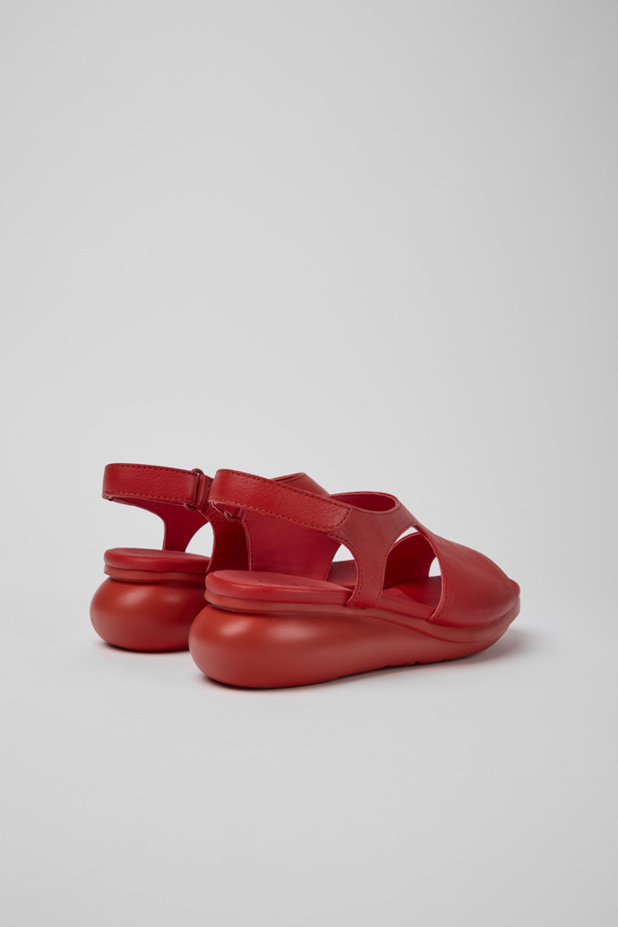 Back view of Balloon Red leather sandals for women