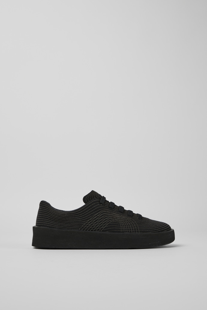 Image of Side view of Courb Black sneakers for women