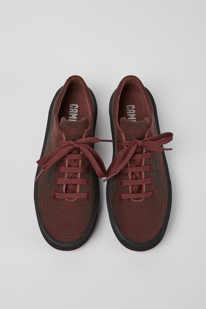 Overhead view of Courb Burgundy sneakers for women