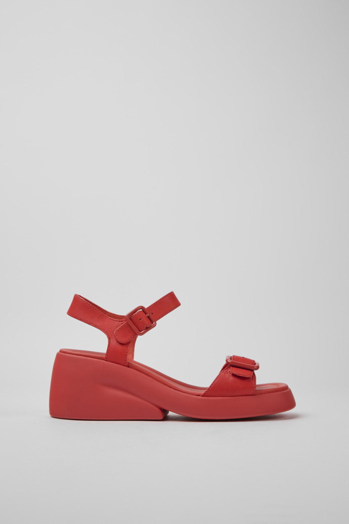 Side view of Kaah Red leather sandals for women