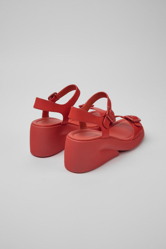 Back view of Kaah Red leather sandals for women
