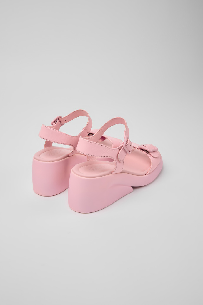Back view of Kaah Pink leather sandals for women