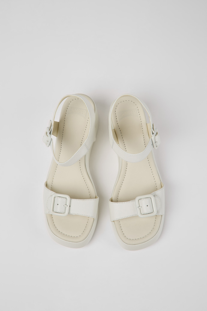 Kaah Białe skórzane sandały damskie